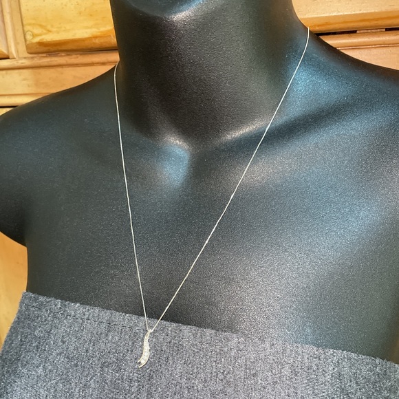 Solid 14K White Gold Natural Diamond Pendant Box Link Neck Chain Necklace - Picture 5 of 13